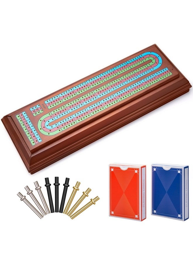 Elongdi Cribbage Board - Wooden 3 Track 9 Metal Pegs