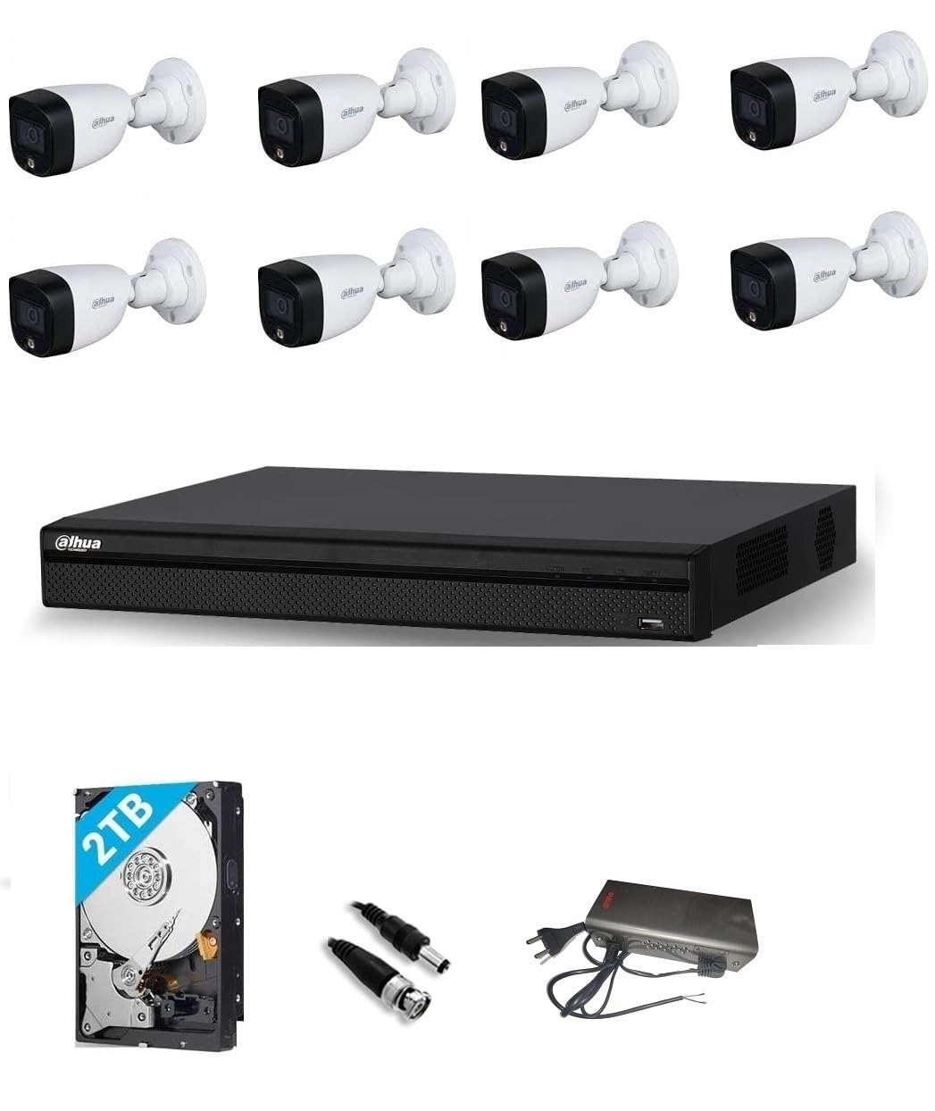 Dahua Technology DH-XVR4B08H-I - 8 Channel + DH-HAC-HFW1509CLP-A-LED - 8 5MP + Surveillance HDD - 2 TB