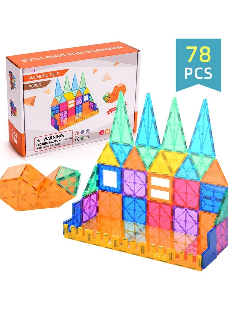 Magnetic Building Tiles Set - 3+ 78 pieces