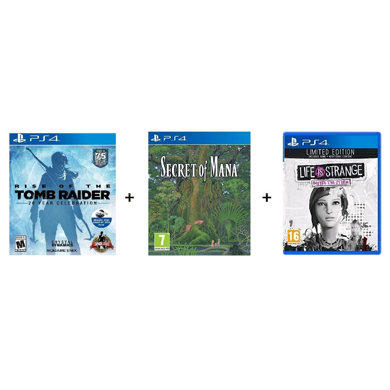 Rise of the Tomb Raider: 20 Year Celebration; Secret of Mana; Life is Strange Limited Edition - PlayStation 4