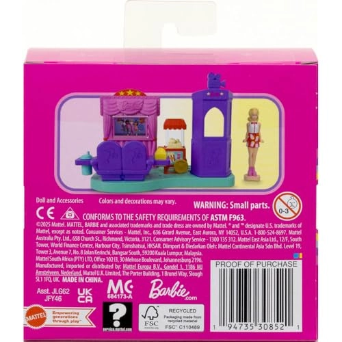 Barbie Mini BarbieLand Cinema Play Set - 1.5-inch doll Heart-shaped base Ages 4+