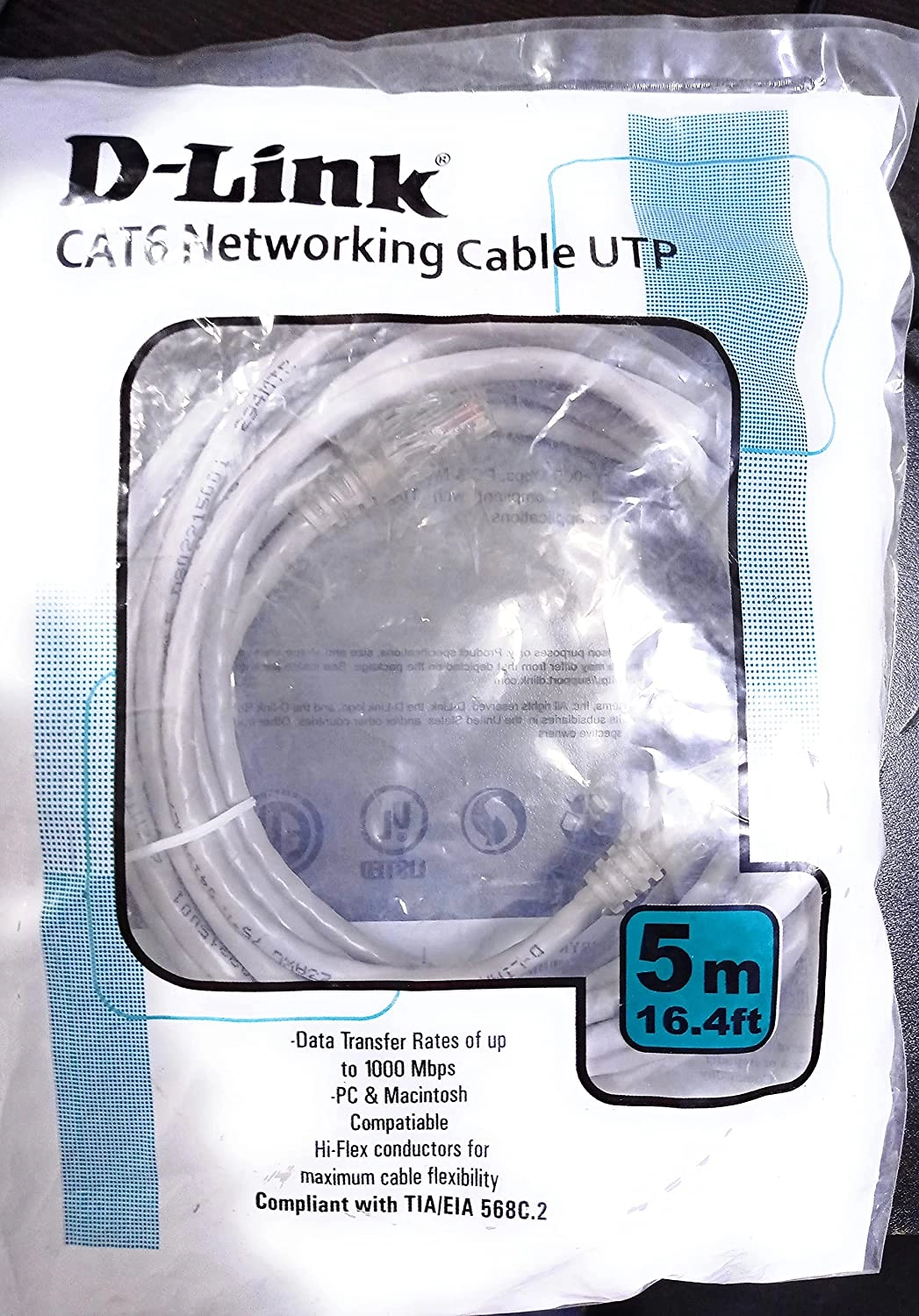 D-Link CAT6 Patch Cable - 5M (16 FEET)