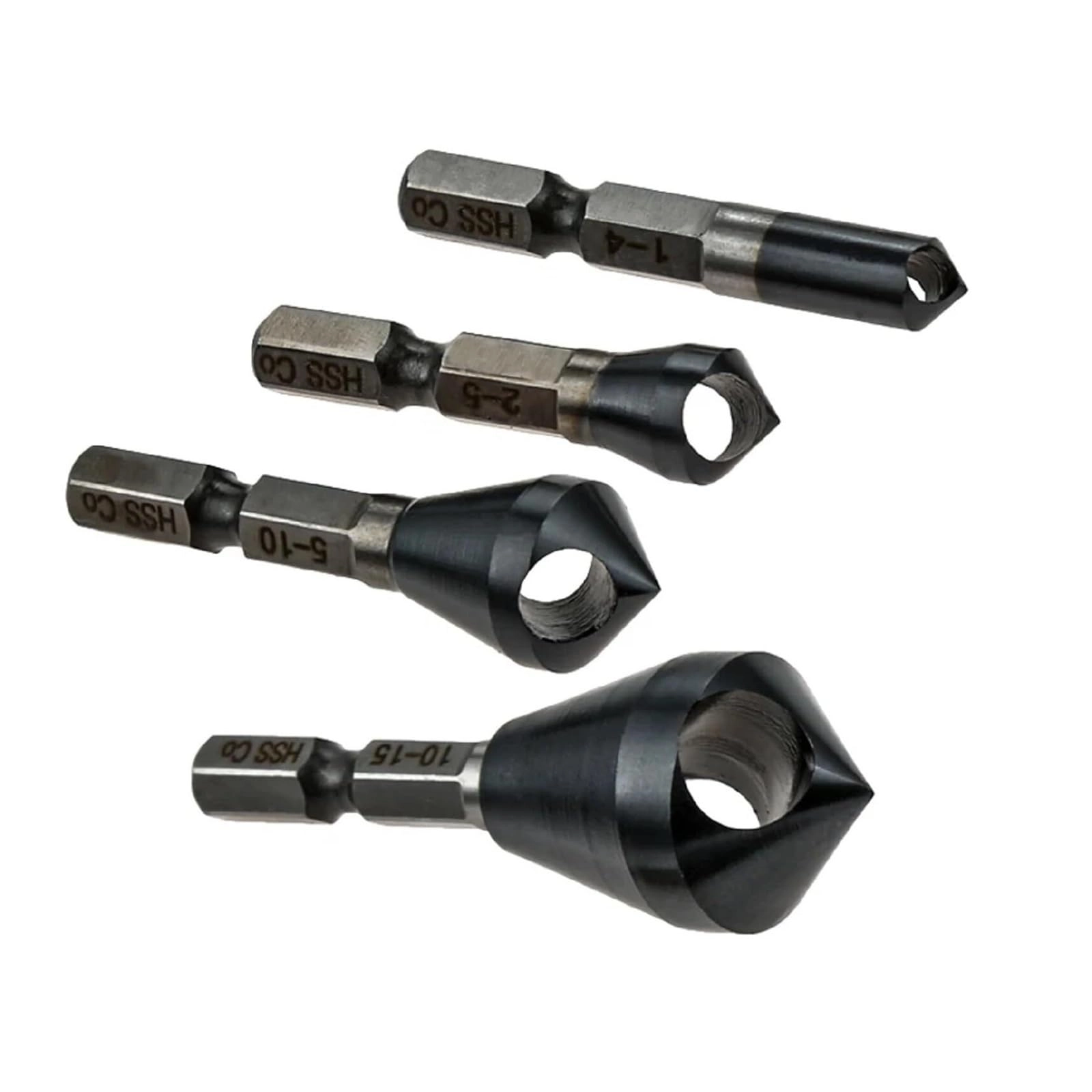 HLHLH M35 90 Degree Cobalt Deburring Bits - Set of 4 1-4mm 2-5mm 5-10mm 10-15mm