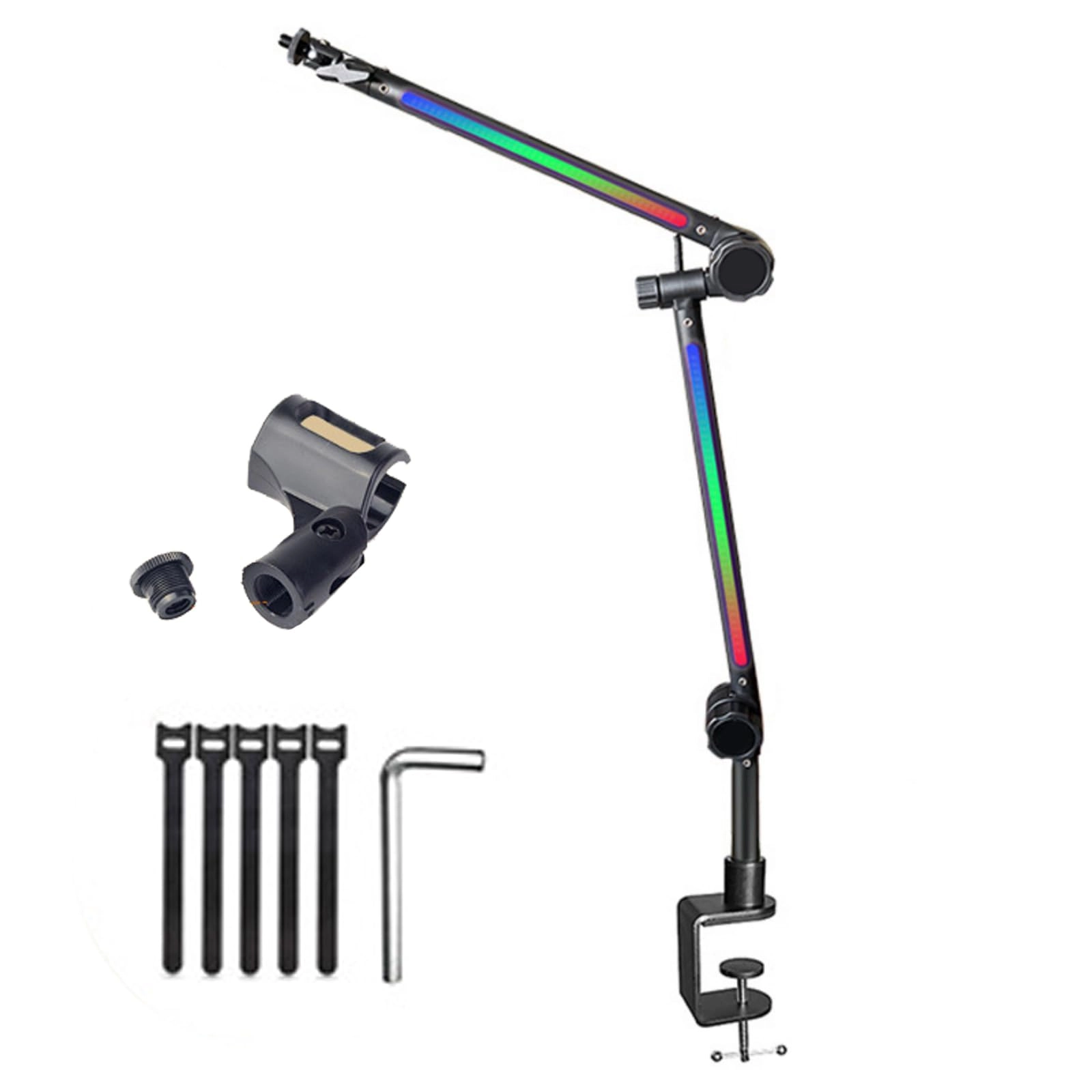 LED Microphone Arm Stand - Adjustable Boom 180Rotatable LED Lighting