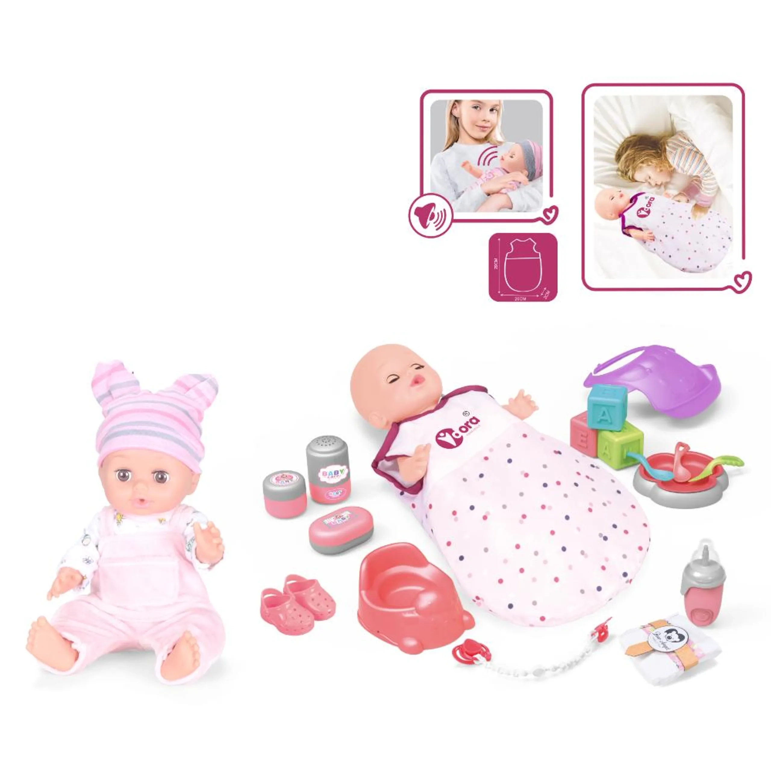 Nobranded Baby Doll With Sleeping Bag Set - 14-inch 12 Sounds Ages 3+