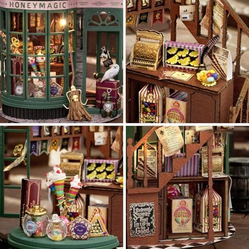 Miniature Wooden Dollhouse Furniture Kit - 3D LED Purple