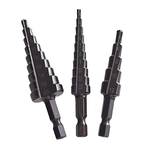 Step Drill Bit Set - High Speed Steel with Titanium Coating 3 Pcs/Set