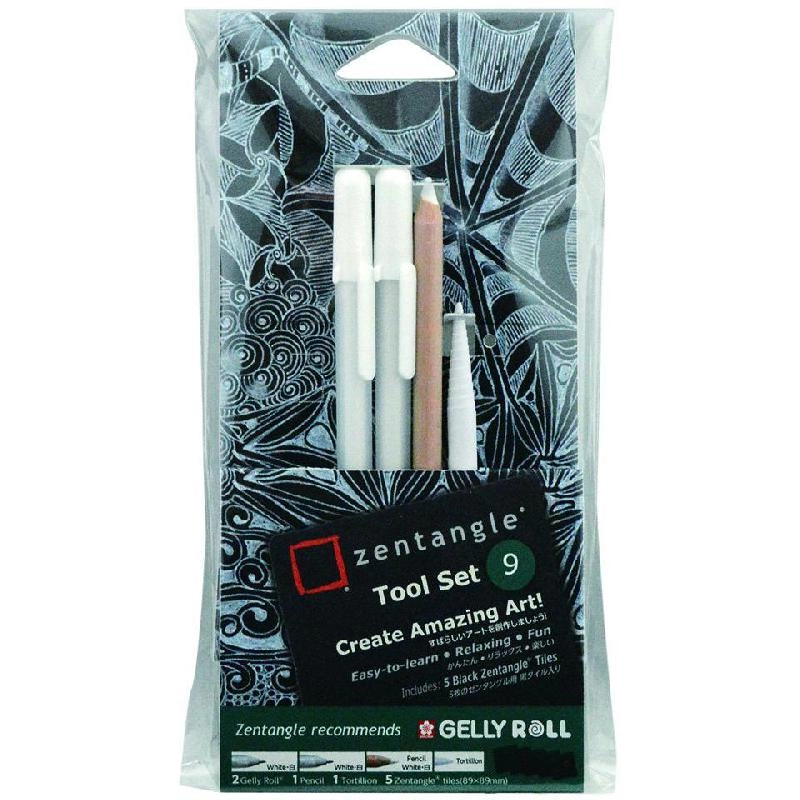 Sakura Pigma Micron Zentangle - 9 Pieces Gelly Pens,Tortillion and Paper