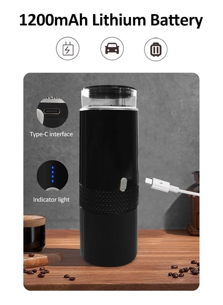 Portable Coffee Maker - 170ml Rechargeable Type-C Capsule & Ground Compatible