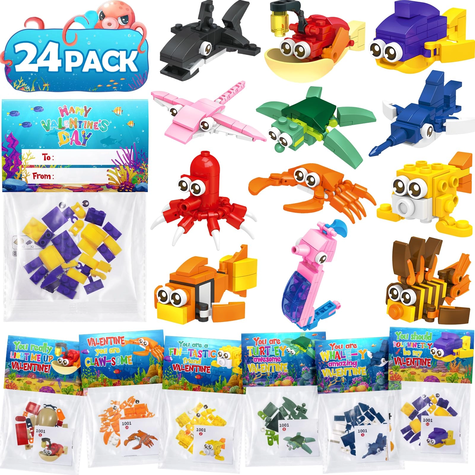 Marine Animal Building Blocks - 24pcs