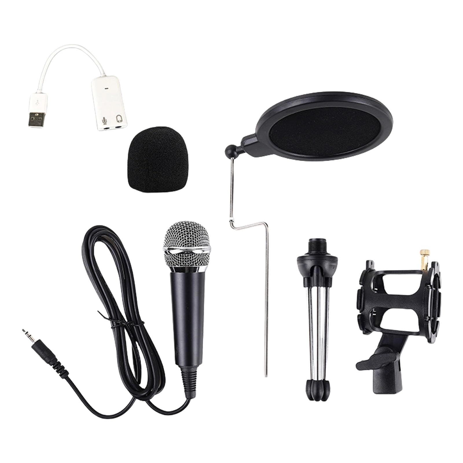 MARSTARKAVY Condenser Microphone Set - Stand Set USB/3.5mm Mobile Karaoke