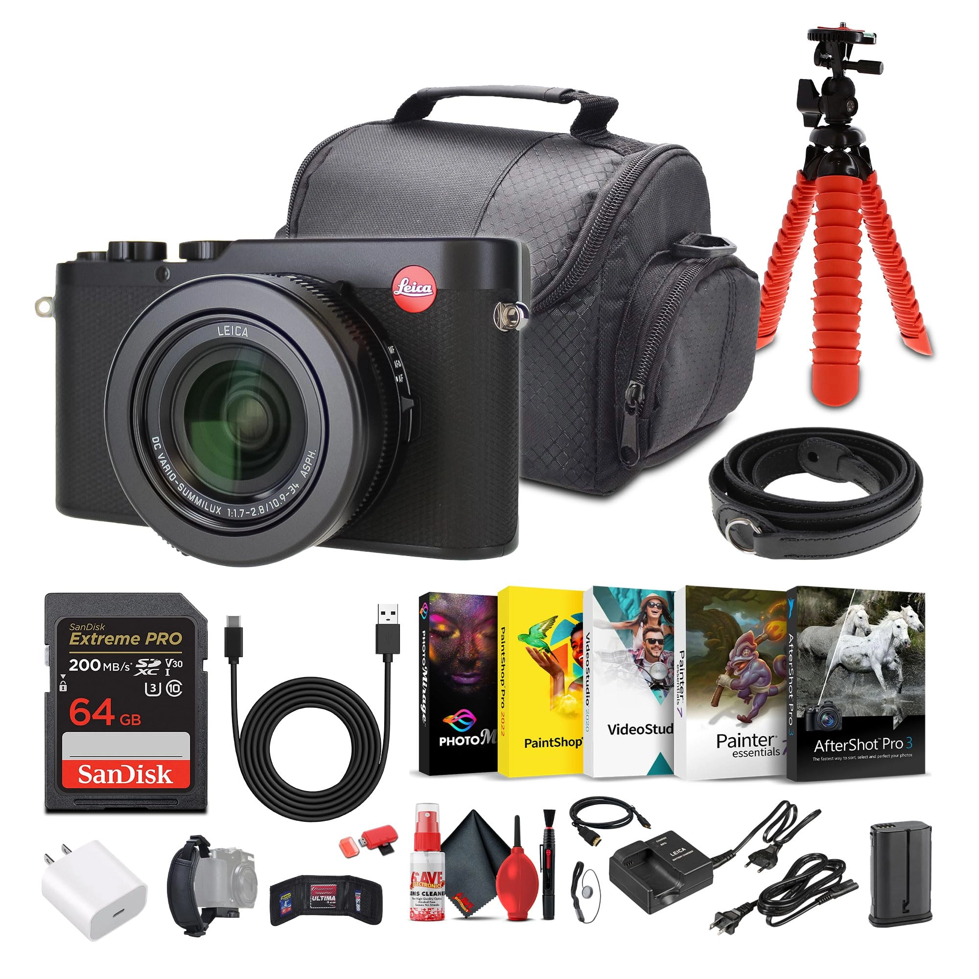 D-Lux 8 + 64GB Memory Card + Photography Software + Camera Bag + Flexible Tripod + Cleaning Kit + USB-C Cable + USB-C Adapter