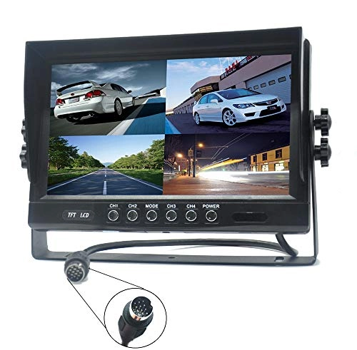 TFT LCD Car Rearview Quad Split Monitor - 9 Inches