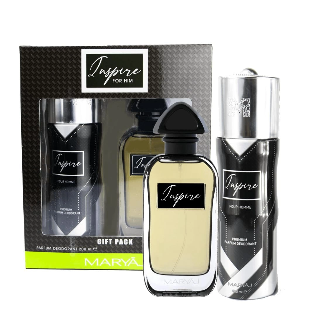 Ajmal Perfumes Manufacturing and Oudh Processing Industry Inspire Eau de Parfum - 100ml + Inspire Body Spray - 200ml