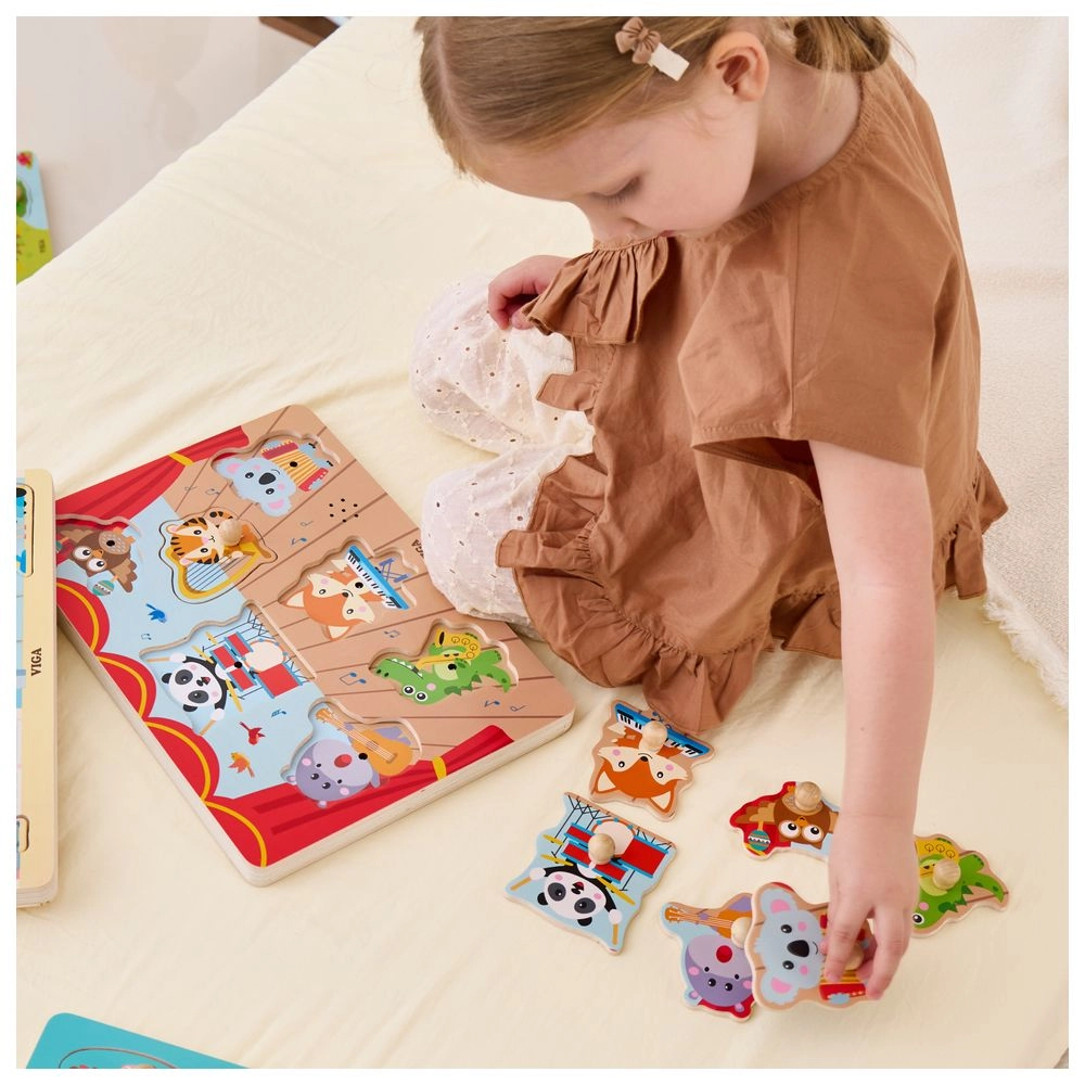 Viga Wild Animals Music Concert Knob Puzzle - 18 months+