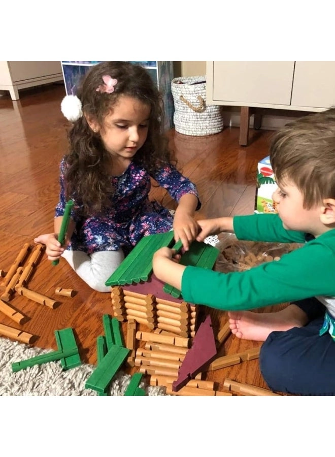 Classic Building Log Toys - 170 PCS Wood Logs