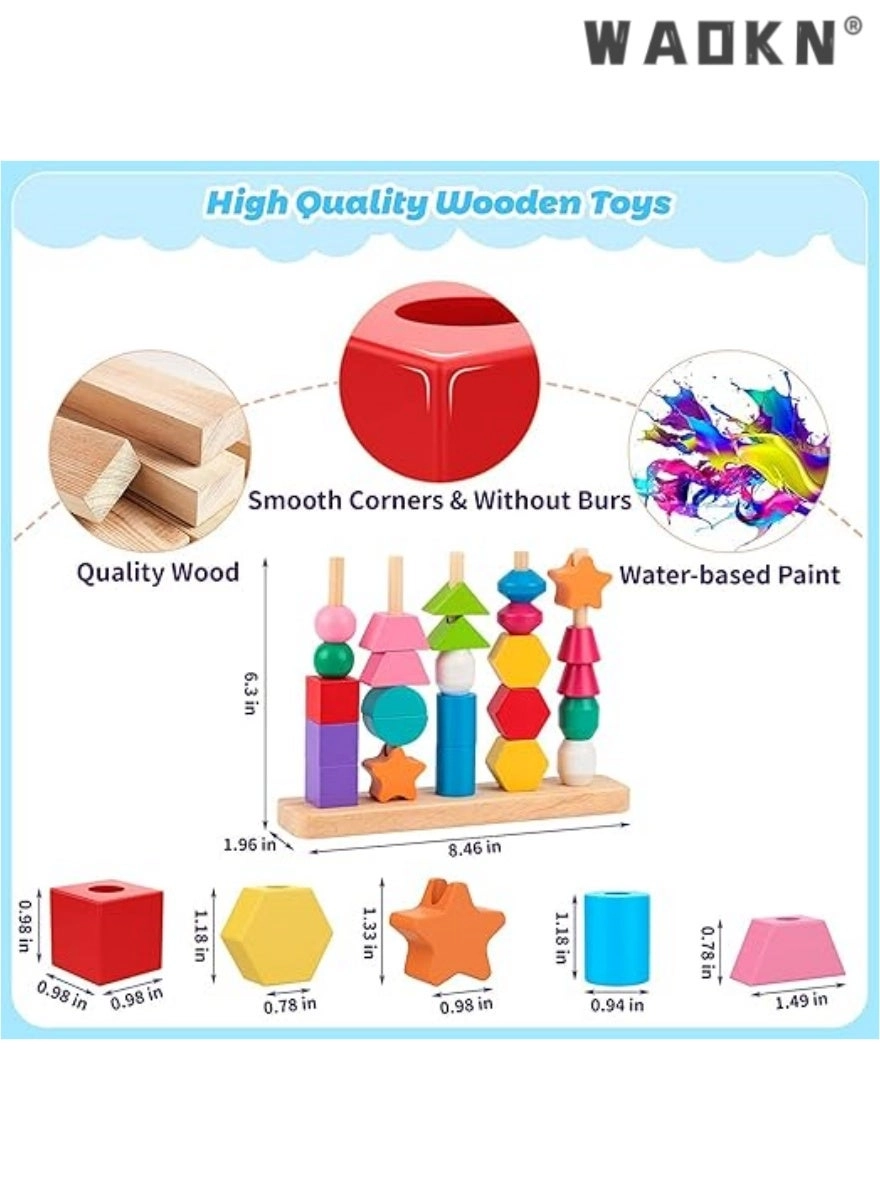 Wooden Beads Sequencing Toy Set - 2 3 4 5 Year Old