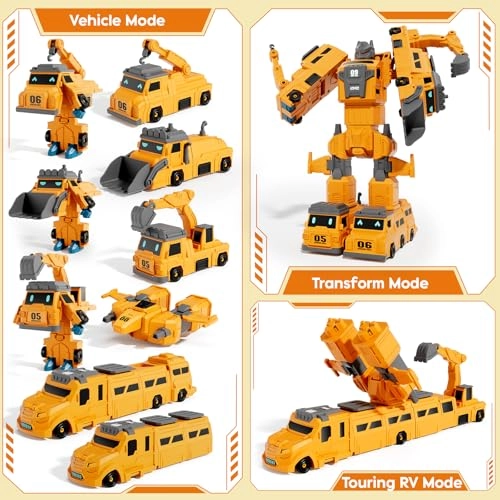 Magnetic Construction Vehicle Set - 10-in-1 3-8 Years Yellow