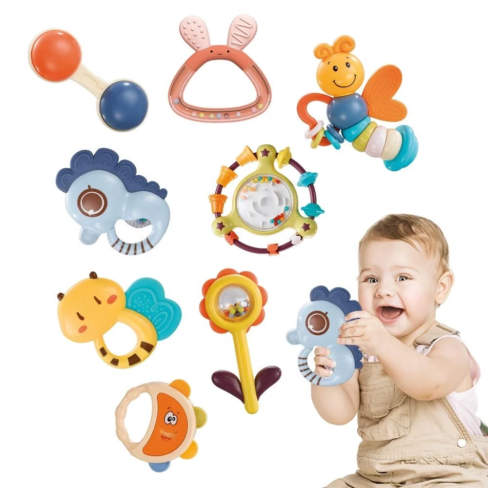 Baby Rattle Toys - 0+ Months abs plastic 8 Pcs