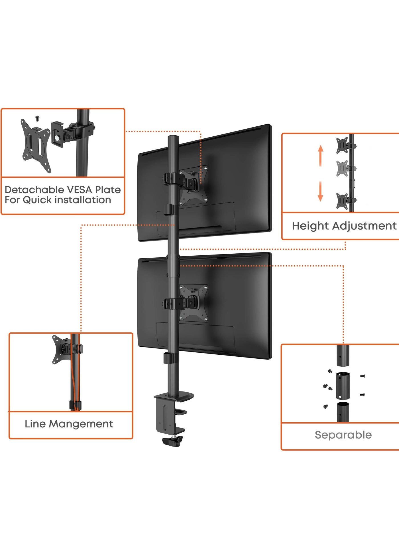 Dual Monitor Stand - 32 inch 75mm x 75mm 100mm x 100mm