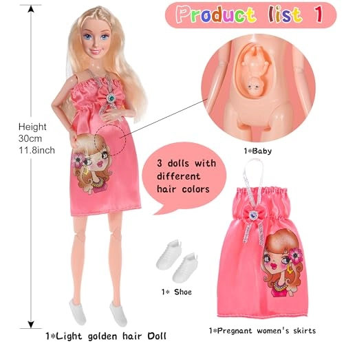 Pregnant Dolls - 3Pack 115 inch Interchangeable Pregnant and Normal Bellies
