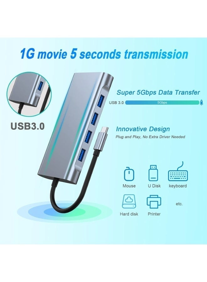 11-in-1 USB-C Hub Docking Station - USB-C MacBook & Type-C Laptop