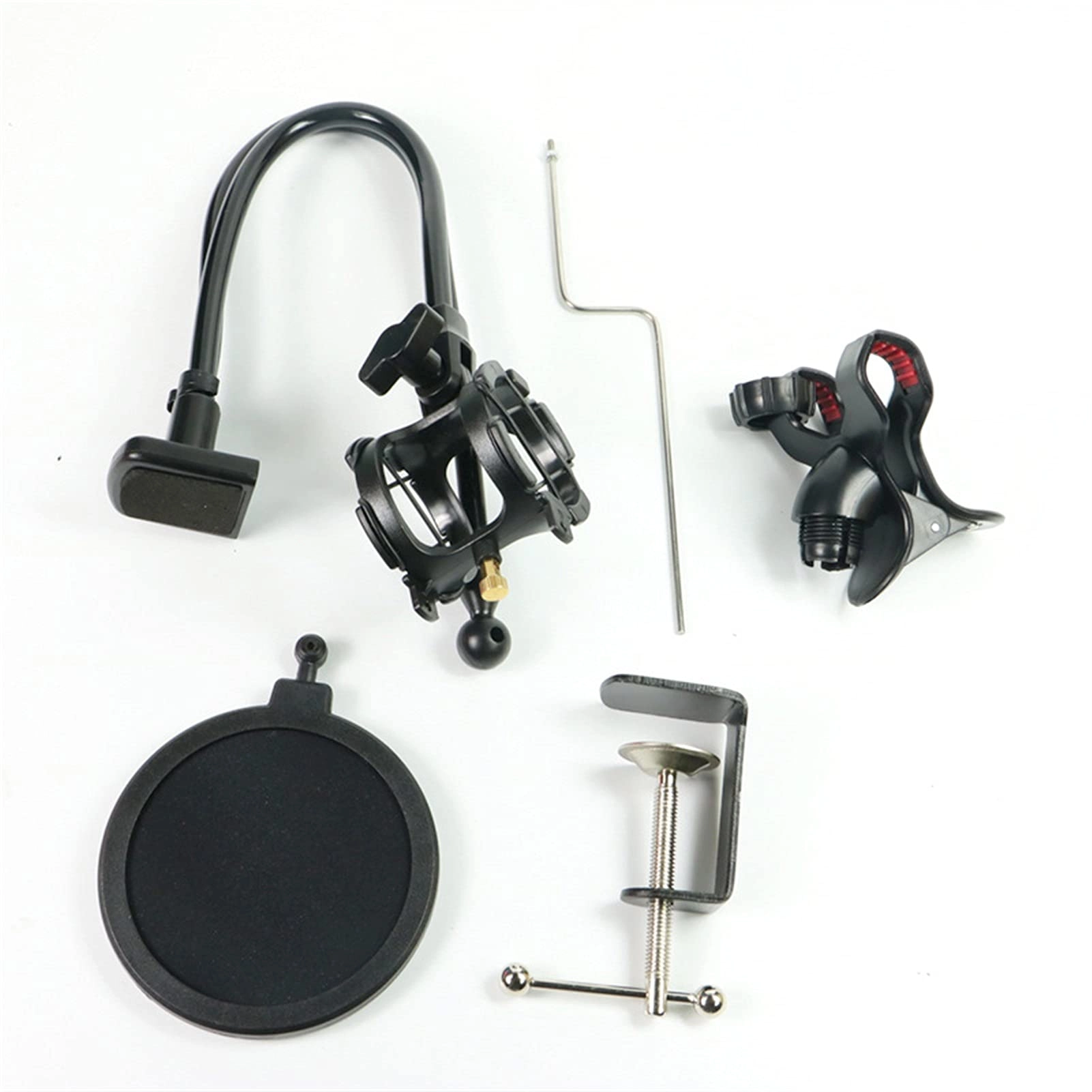 ZJDYDY Mic Stand + Mic Clip Holder + Table Mounting Clamp + Pop Filter