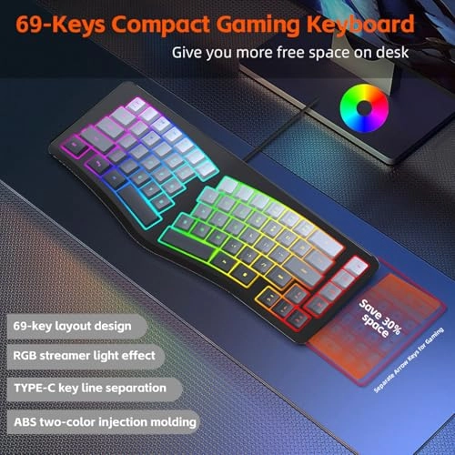 Ergonomic USB Wired Keyboard - Wired