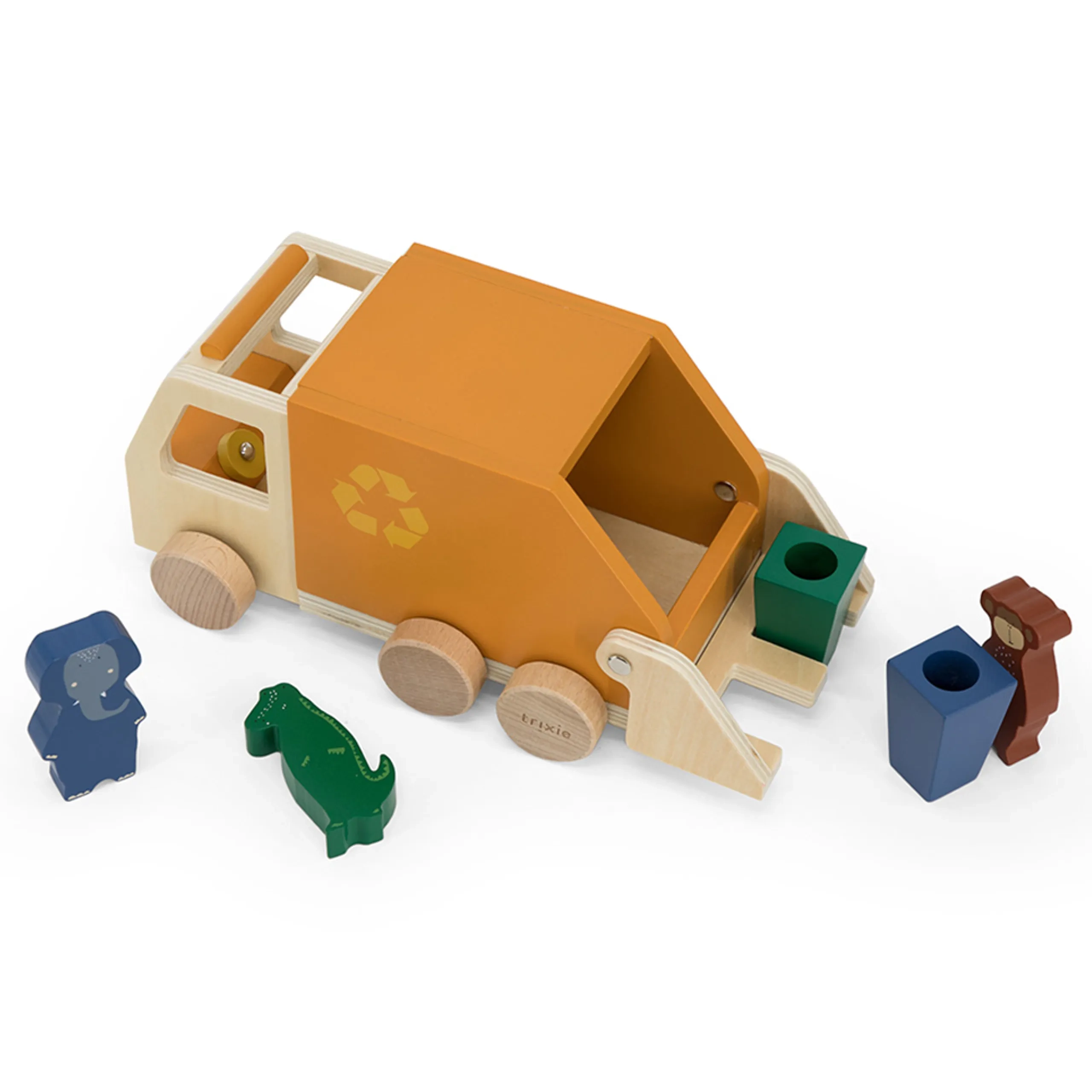 Wooden Garbage Truck - Orange FSC-certified