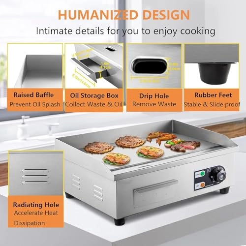 Commercial Electric Griddle - 2500W 451 x 300 mm