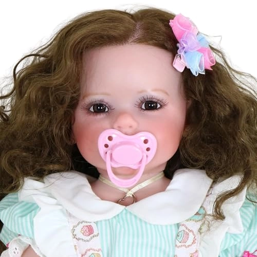 Reborn Toddler Doll - 22 inch Full Vinyl Body Rooted Brown Hair Ages 14+