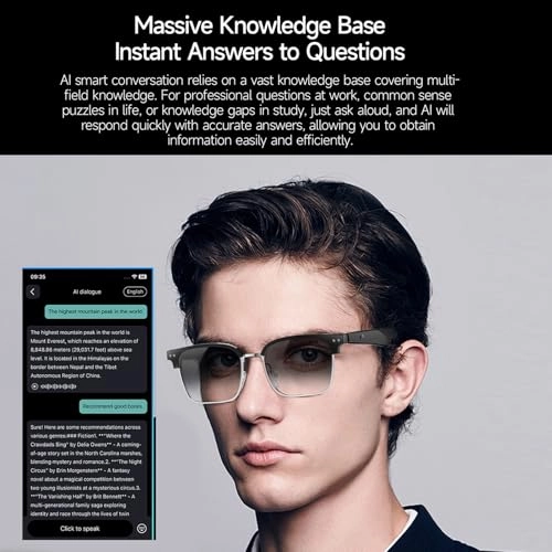 AI Smart Glasses - Real Time Translation 164 Languages BT Calling