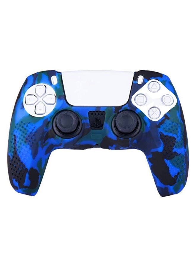 PS5 Handle Cover - Silicone Camouflage Blue + Rocker Caps - 10