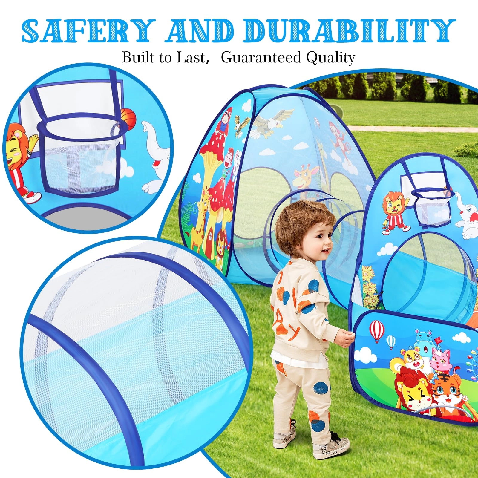 3 in 1 Kids Play Tent - Jungle Pop Up