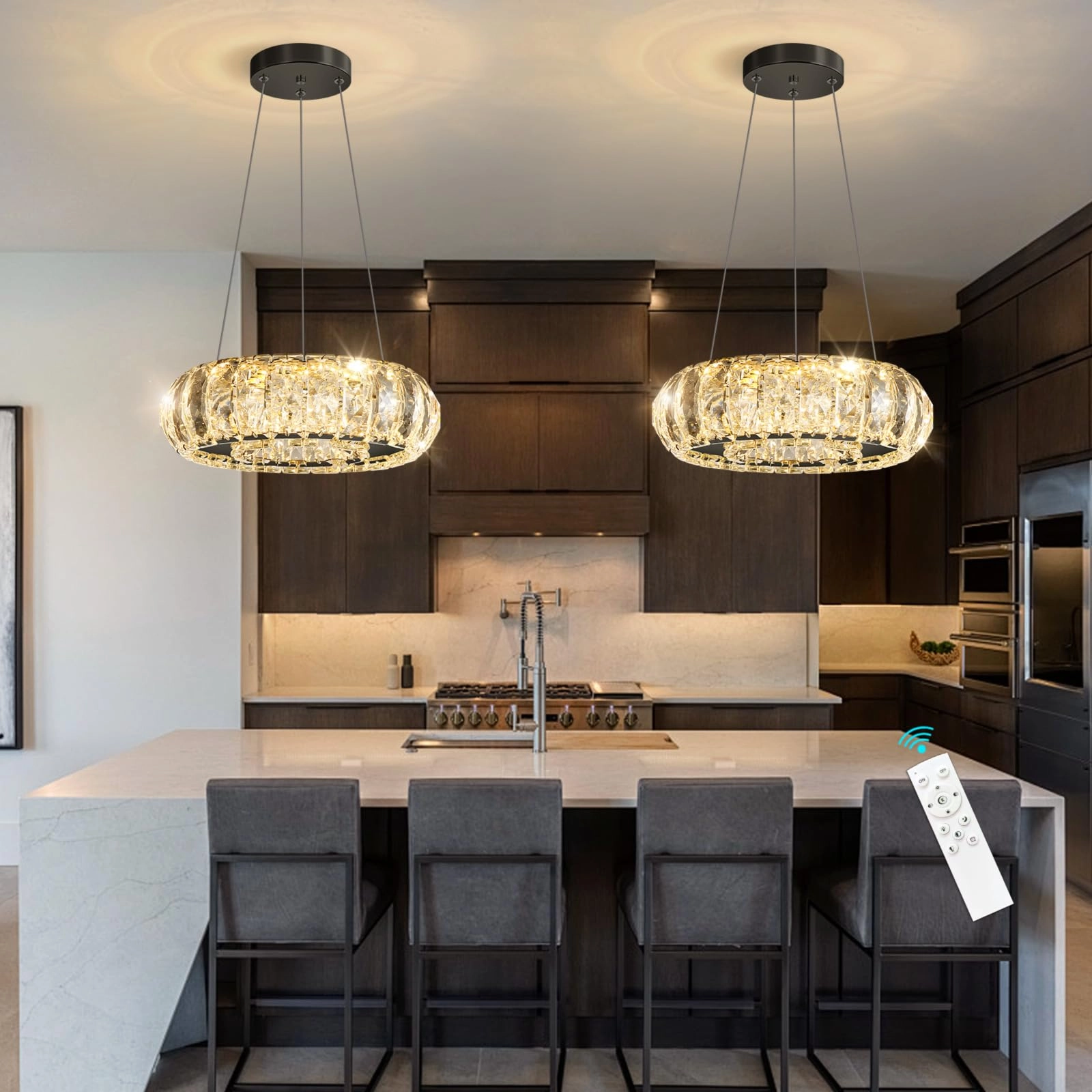 HAIXIANG LED Ring Chandelier - min 3.9" to max 78"