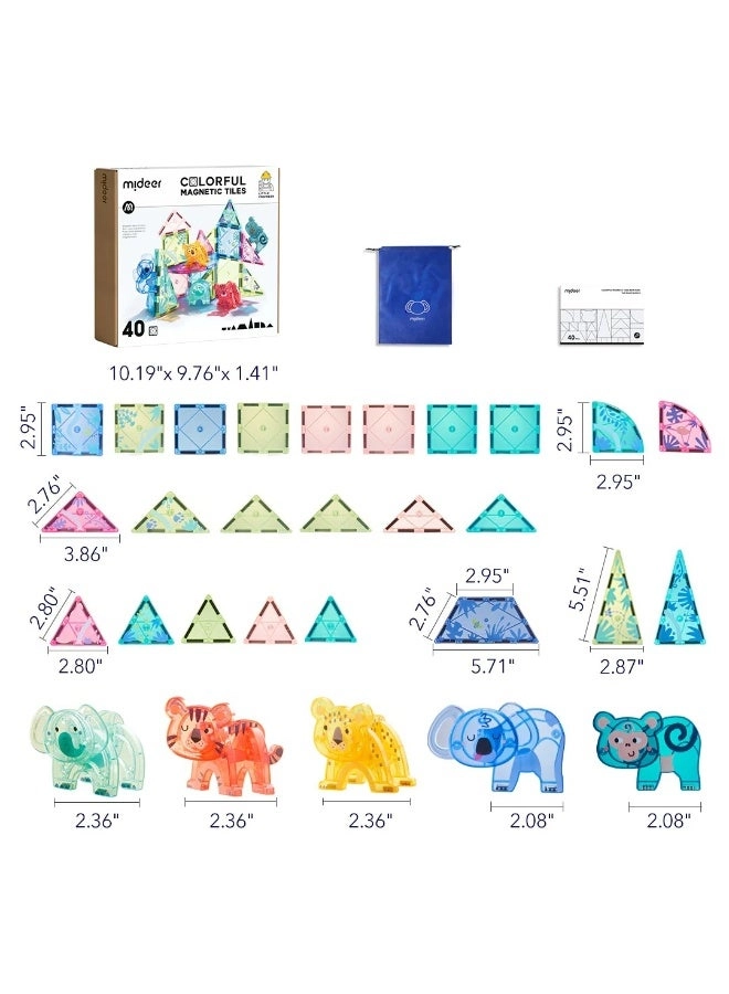 Colorful Magnetic Tiles - 40 pcs