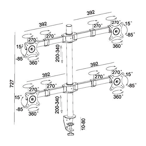 Quad Monitor Desk Mount Stand - 4 26 Inches