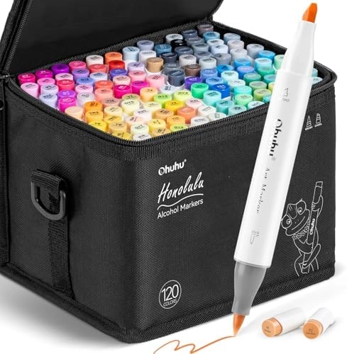 Ohuhu Alcohol Markers - 120 Colors Chisel