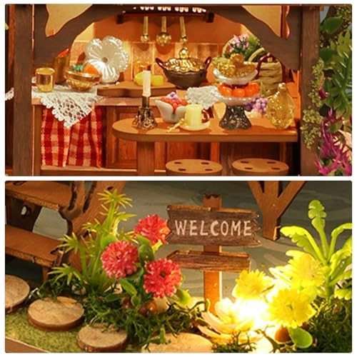 Miniature House Kit - with Light DIY Wood Plastic