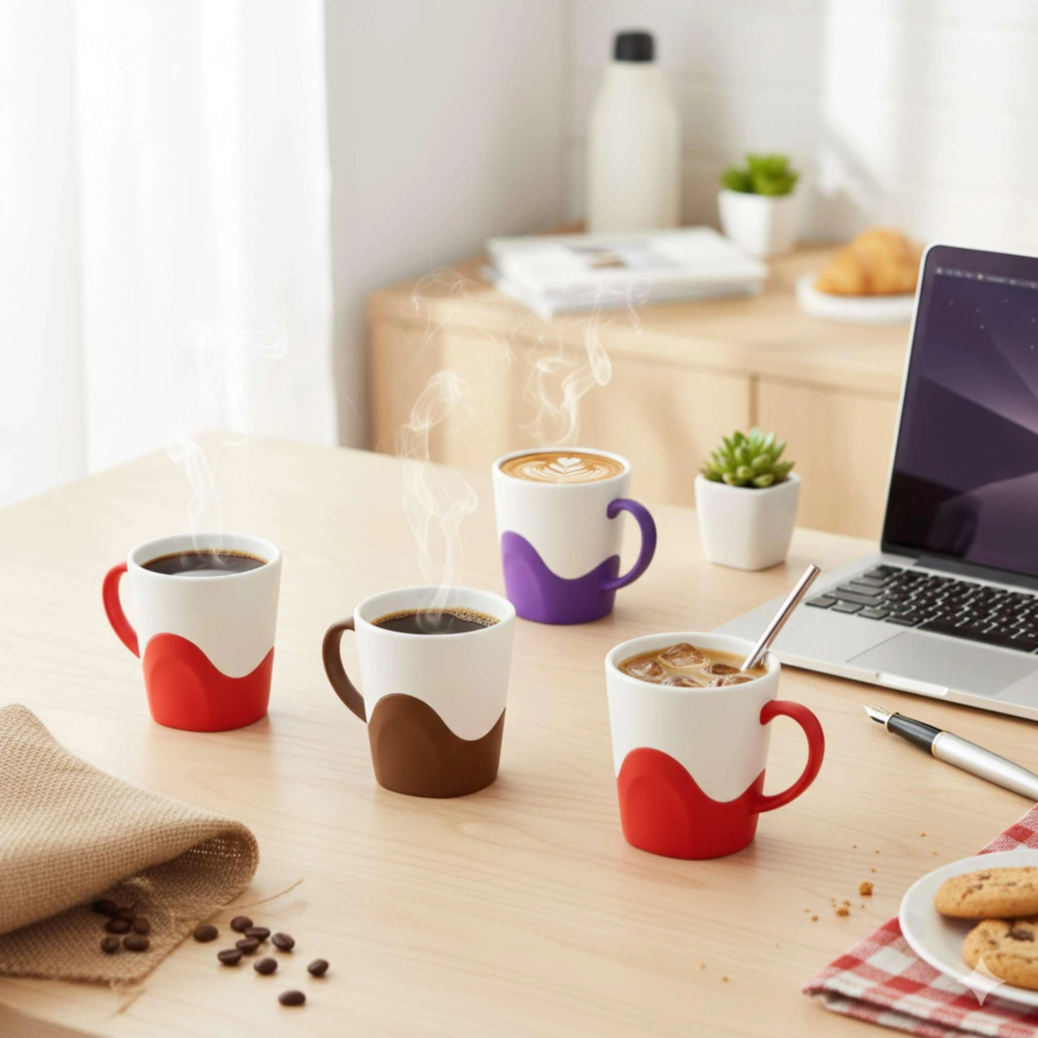 Plastic Mug - 6 pcs - Striped Solid - 280 ml