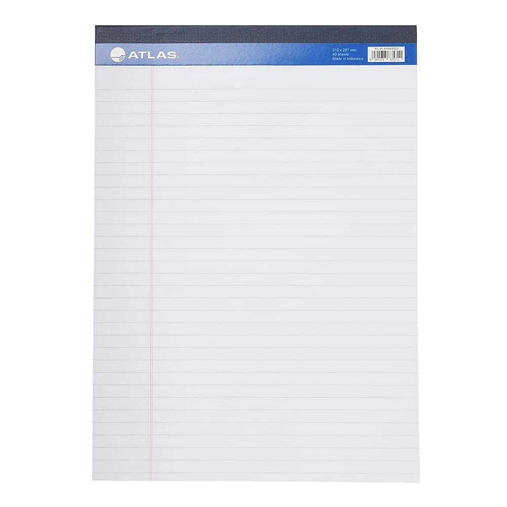 Atlas Notepad A4 - Lined 40 Sheets
