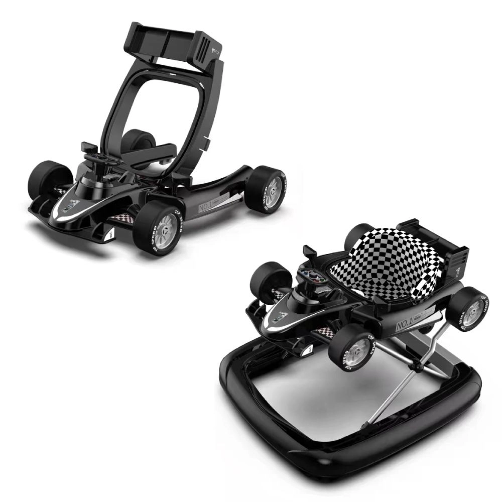 Ryan 4 In 1 Safety Baby Car Walker - Black Music and Lights