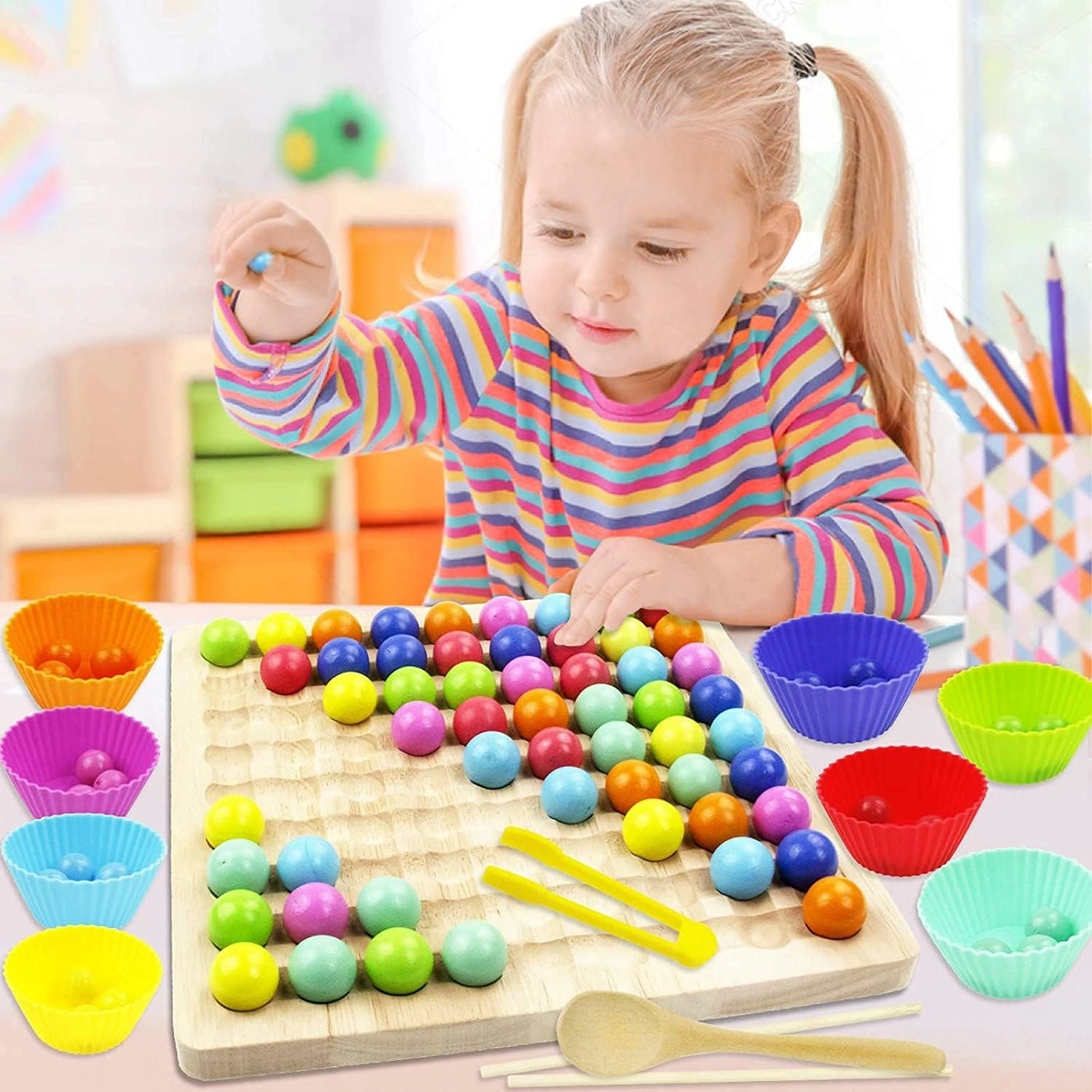 woobles Peg Board Beads Game - 81 pieces