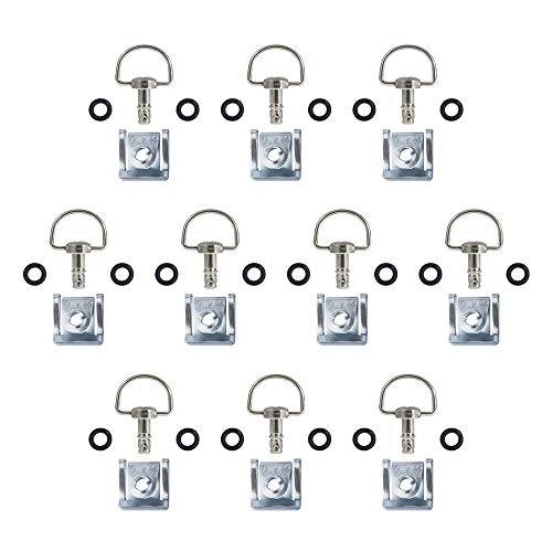 Quick Release D-Ring Race Fasteners - 17mm 10 Pack Chrome Silver