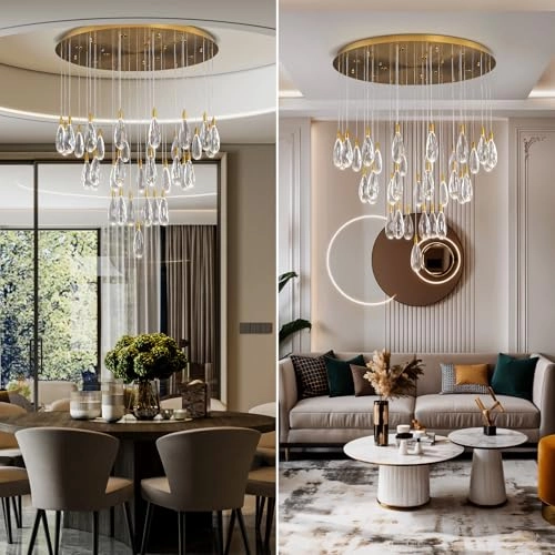 Raindrop Staircase Chandelier - 4000K Dimmable