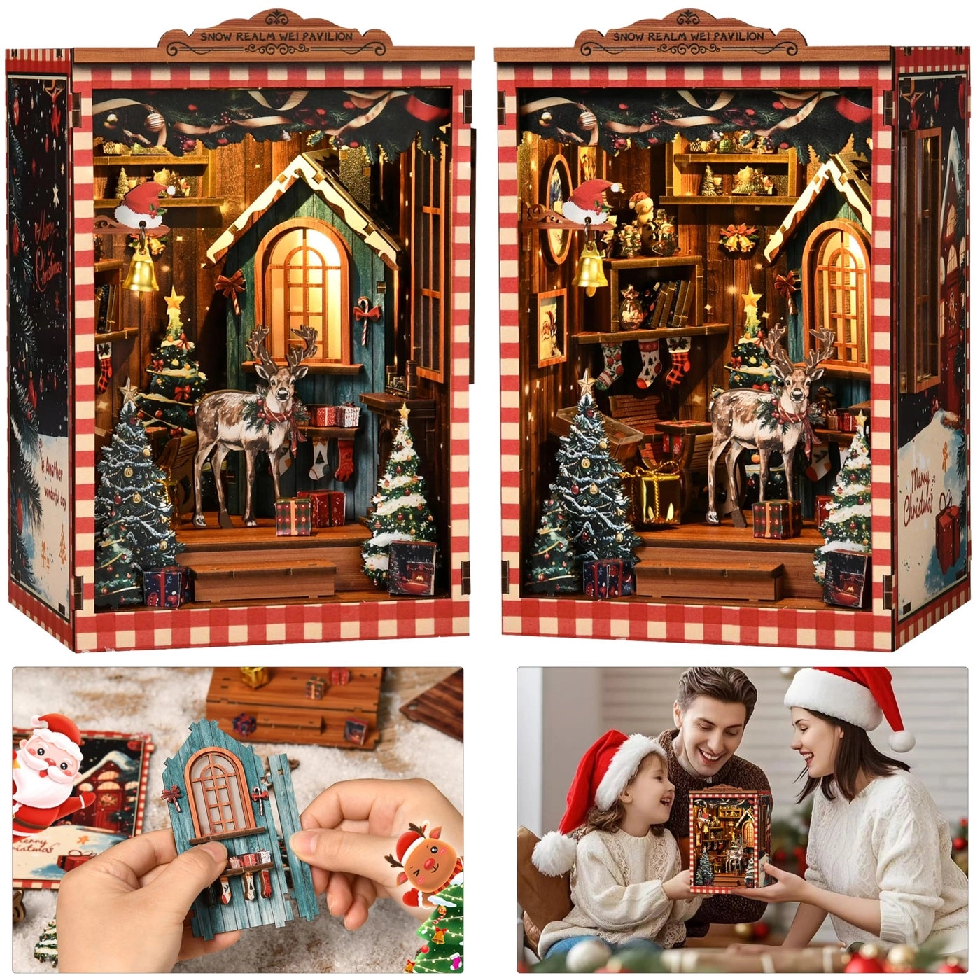 Book Nook Kit - DIY 3D Wooden Puzzle with LED Light and Dust Cover