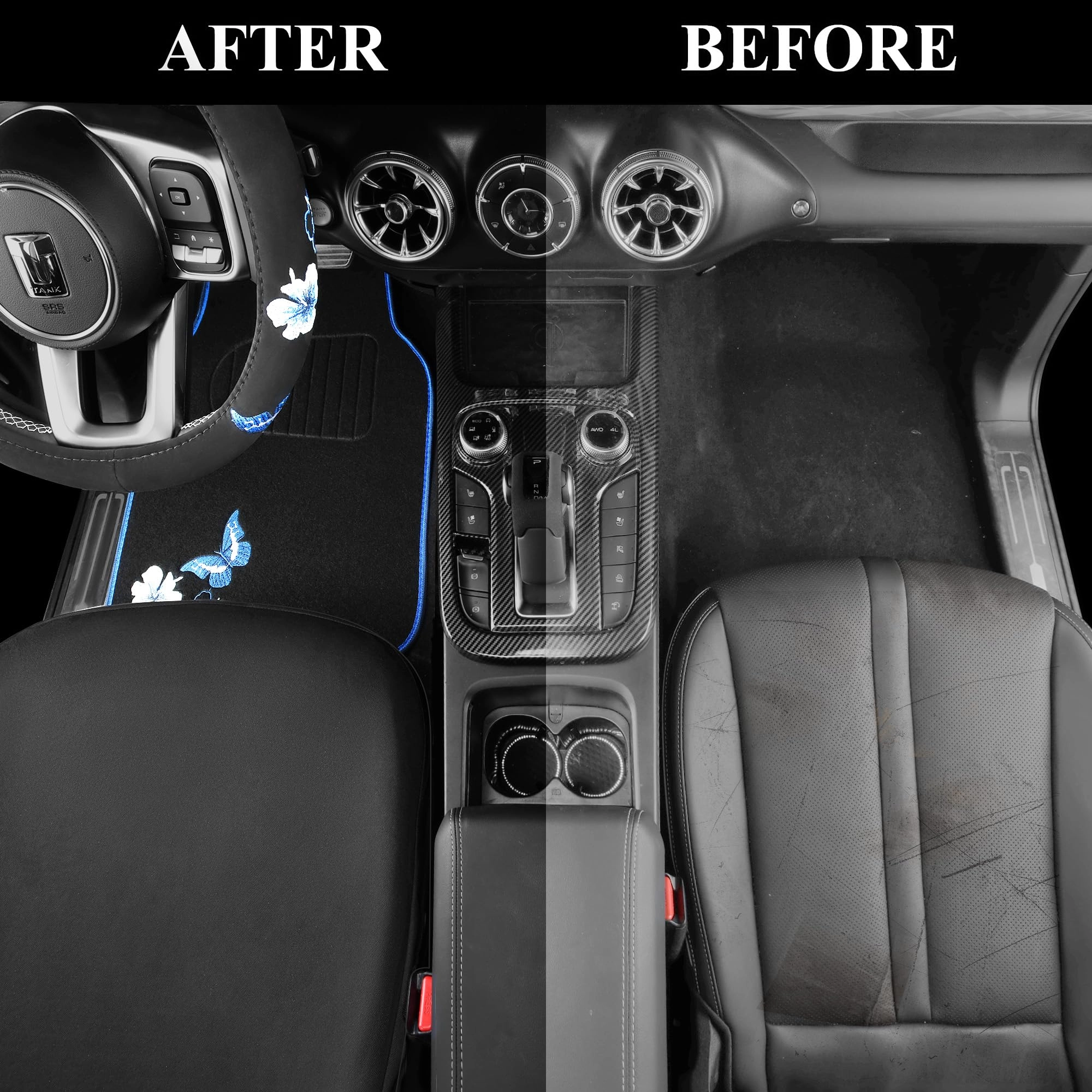 Embroidery Butterfly and Flower Car Floor Mats