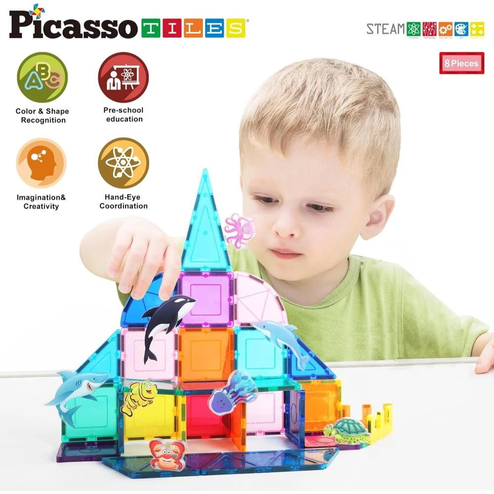 Magnet Tile Building Blocks - Marine Animal 8pcs