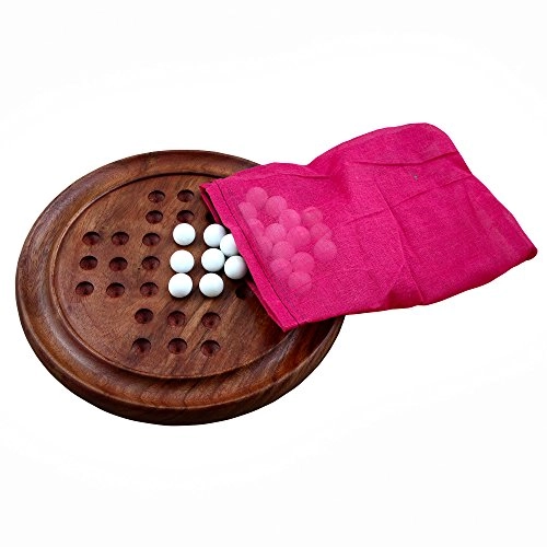 Solitaire - Solid Wooden White Glass Marbles