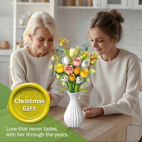 Rose & Tulip Flower Bouquet (B819) - Artificial Flowers Building Set